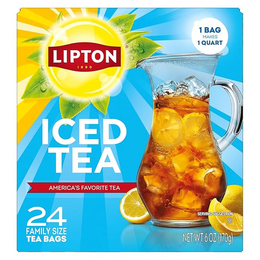 Lipton Unsweetened Iced Tea Bags, Family Size Zero Calories, 24 Total Tea Bags - Bloomnest