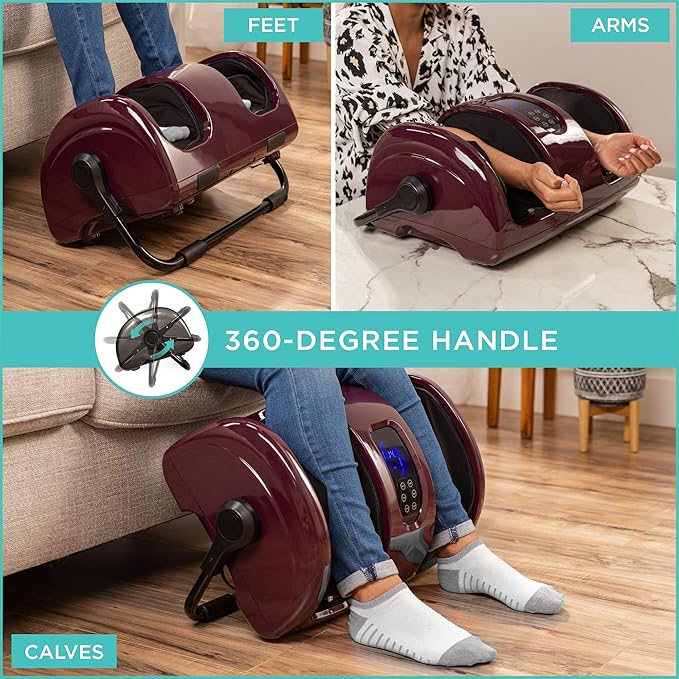 Best Choice Products Heated Shiatsu Foot Massager for Pain Relief, Plantar Fasciitis, Neuropathy, Blood Circulation w/Compact Design - Burgundy - Bloomnest