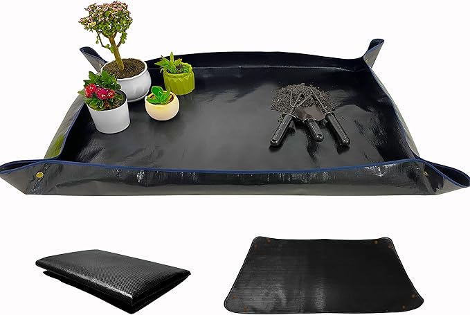 Extra Large 43in*30in Plant Repotting Mat, Waterproof, Foldable, Reusable, Black - Bloomnest