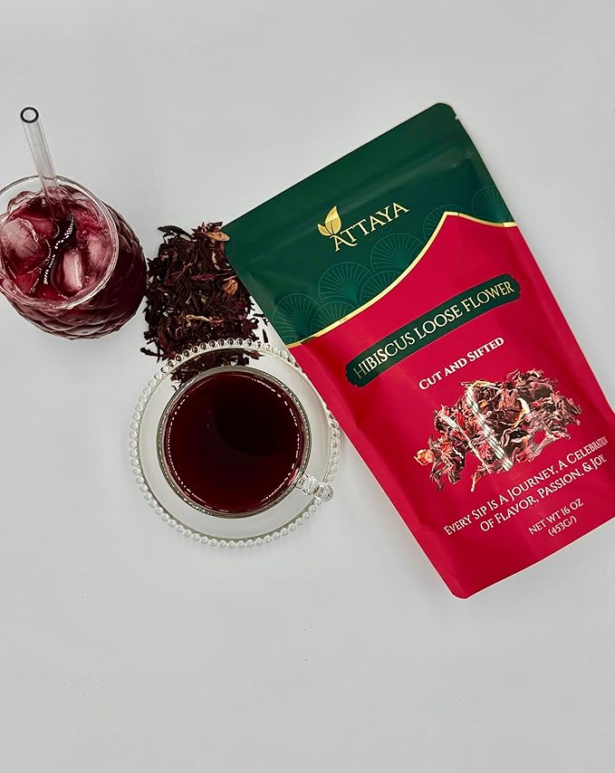Attaya Natural Loose Hibiscus Flowers, Cut & Sifted 16oz | 100% Pure, Dried, Caffeine-Free | Antioxidant-Rich for Wellness & Relaxation. - Bloomnest