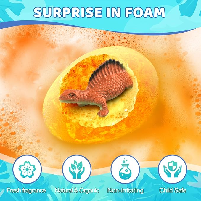 Bath Bombs for Kids with Surprise Toys Inside - 16 Pack Organic Dinosaur Bath Bombs Gift Set, Dinosaur Toys for Kid 3 4 5 6 7 8 9 Years, Bubble Bath Toys, Christmas Gifts, Stocking Stuffers for Kids - Bloomnest