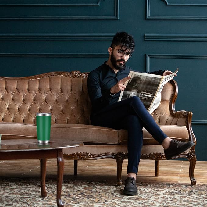 VEGOND 20oz Tumbler with Lid and Straw Stainless Steel Tumbler Cup Bulk Vacuum Insulated Double Wall Travel Coffee Mug Powder Coated Coffee Cup(Powder Green 6 Pack)