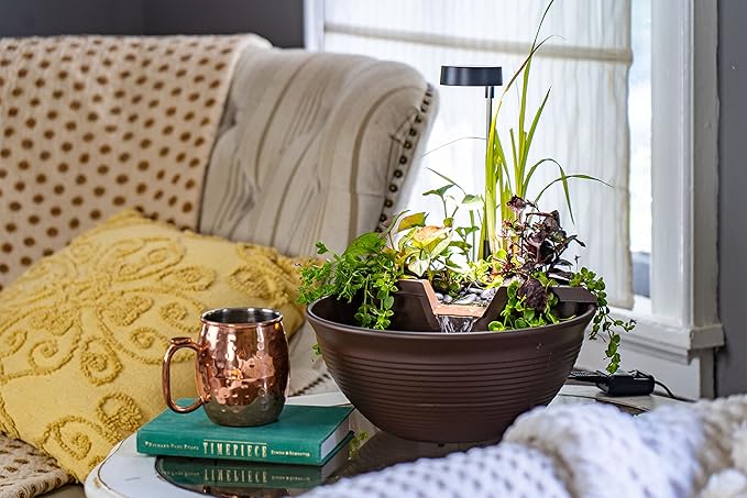 Aquascape AquaGarden Tabletop Desktop Fountain Kit with Waterfall, Meditation, Relaxation, Mocha - Bloomnest