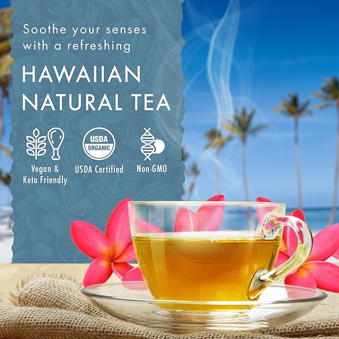 Hawaiian Natural Tea Organic Maui Lavender Earl Grey Bags - Premium Black Tea, Antioxidant Rich - 20 Bags - Bloomnest