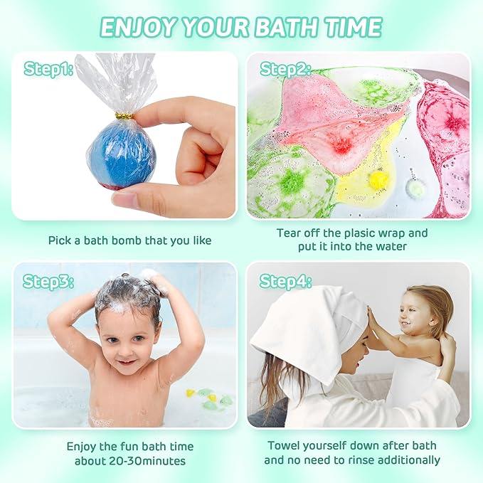 Bath Bombs for Kids with Surprise Inside, 15-Piece Surprise Bath Bombs for Kids, Jar Gift Set with Hidden Toys, Natural Organic Fizzies for Girls and Boys - Bloomnest