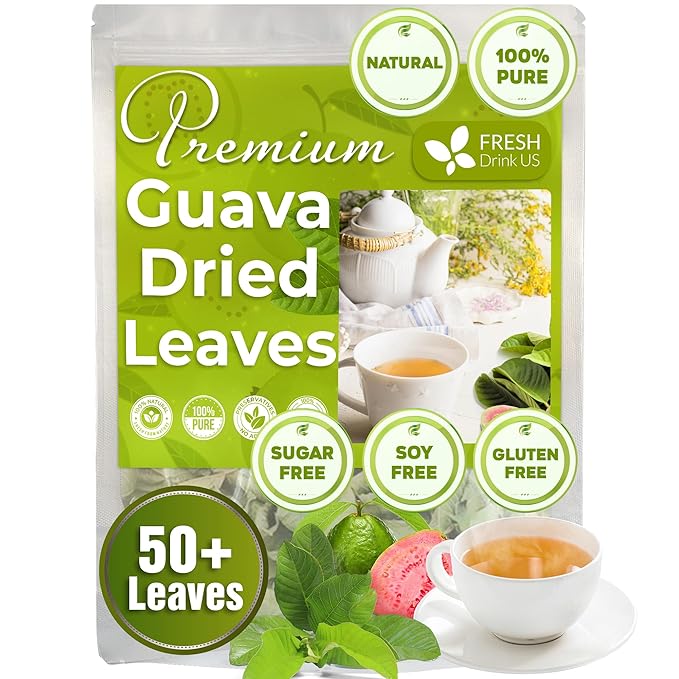 FreshDrinkUS, Premium 50+ Natural Guava Leaves, Whole Dried Leaves, 100% Pure, Natural Guava Loose Leaf Herbal Tea, Non GMO, No Additives, No Caffeine, Vegan - Bloomnest