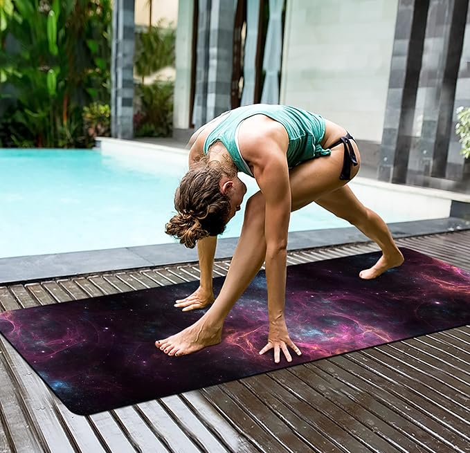 nuveti Yoga Mat Print Extra Thick TPE Non Slip Fitness Exercise Mat with Carrying Bag,72"x24" Extra Thick 6MM Exercise & Workout Mat for Yoga, Pilates Fitness and Floor Exercises - Bloomnest