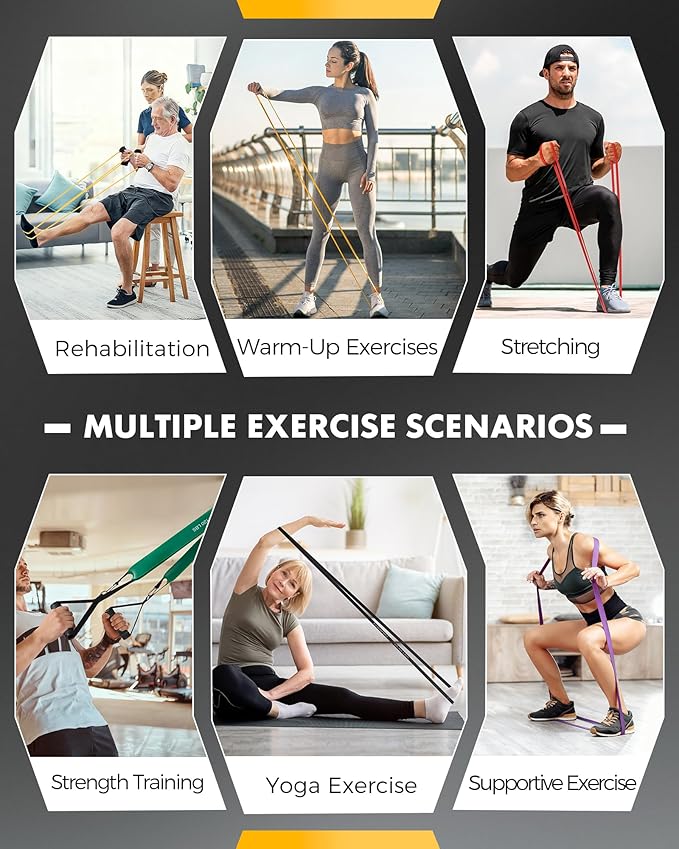 Resistance Bands, Exercise Bands, Resistance Bands for Working Out with Handles and Door Anchor, Workout Bands for Men Women with Protective Sleeve for Fitness Weights Work Out at Home - Bloomnest