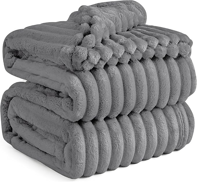 Bedsure GentleSoft Frost Gray Fleece Blanket for Couch - Cozy Soft Blankets for Women, Cute Small Throws for Girls, 90x90 Inches - Bloomnest