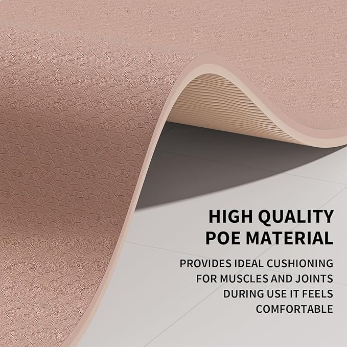 Large Yoga Mat (6'x 4') - Extra Long and Wide 72 x 48 inches, Non-Slip POE Fitness Mat, Eco-Friendly, Thick Wide Exercise Mat for Home Workouts,Ideal for Yoga and Pilates.