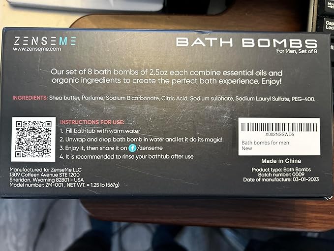 Bath Bombs for Men, Gift Set of 8 Scented Organic Handmade Bath Bombs of 2.5 oz with Natural Essential Oils for Boyfriend, Husband, Father or Friend, by ZenseMe - Bloomnest