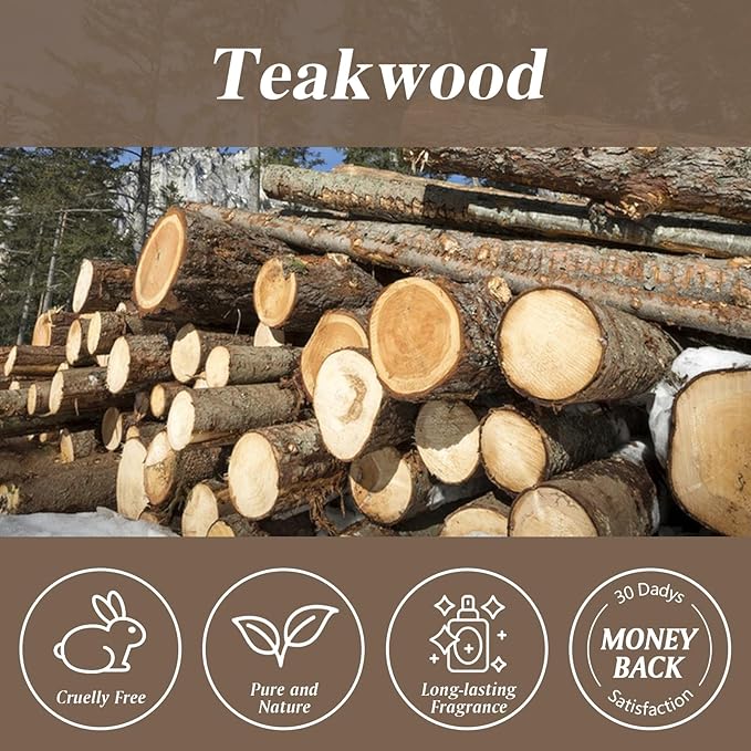 Teakwood Fragrance Oil 3.38FL.OZ - Aromatherapy Essential Oils for Diffusers for Home, Teakwood Scented Oils for Massage, Soap Candle Making Scents - 100ML - Bloomnest