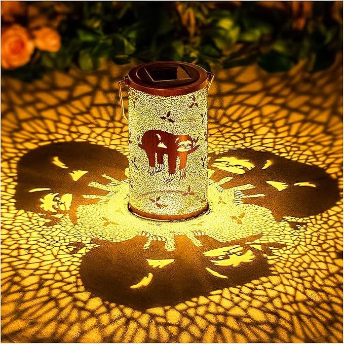 Sloth Solar Lanterns Outdoor Waterproof Hanging Solar Lights Sloth Gifts for Women Men Metal Decorative LED Sloth Lanterns for Garden Decor,Yard,Patio,Lawn,Tabletop,Pathway,Landscape - Bloomnest