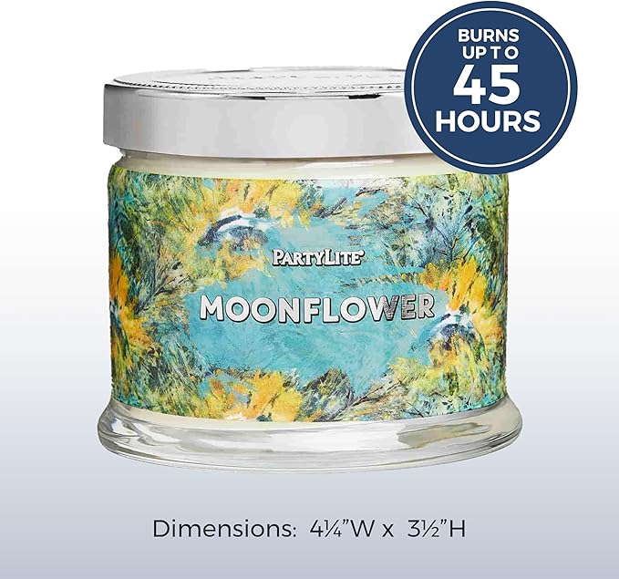 PartyLite 3-Wick Jar Candle, Highly Fragranced Clean Burning Glass Candle, 25-45 Hours Burn Time (Moonflower) - Bloomnest