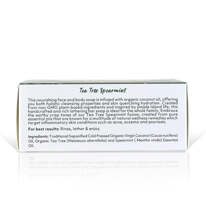 Coco Fiji Soap Bar for Face and Body Infused With Organic Coconut Oil, Tea Tree Spearmint, Essential Oil, Natural Soap for Moisturizing & Pore Purifying Skin, 7 oz,Pack of 2 - Bloomnest
