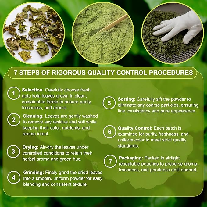 BOTAMONY Organic Gotu Kola Powder 7oz, Centella Asiatica Herbal, Non-GMO Vegan Gluten-Free, Traditionally Used in Ayurveda for Focus and Daily Vitality, Fine Leaf Powder - Bloomnest