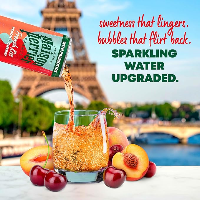 Maison Perrier French Kiss Sweetened Sparkling Juice Beverage, Peach & Cherry Flavors With Real Fruit Juices, 24Pk - Bloomnest
