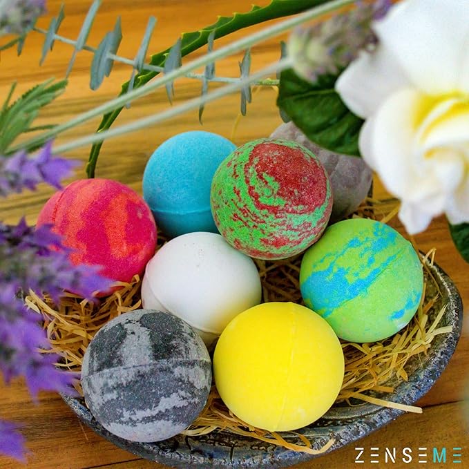 Bath Bombs for Men, Gift Set of 8 Scented Organic Handmade Bath Bombs of 2.5 oz with Natural Essential Oils for Boyfriend, Husband, Father or Friend, by ZenseMe - Bloomnest