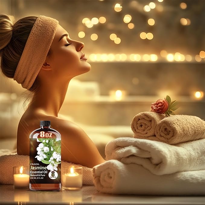 Jasmine Essential Oil, Jasmine Oil 8 Fl Oz 240ML for Diffuser Humidifier Yoga Cleaning DIY Candle Soap Making Perfume Gift for Women Essential Oils - Bloomnest