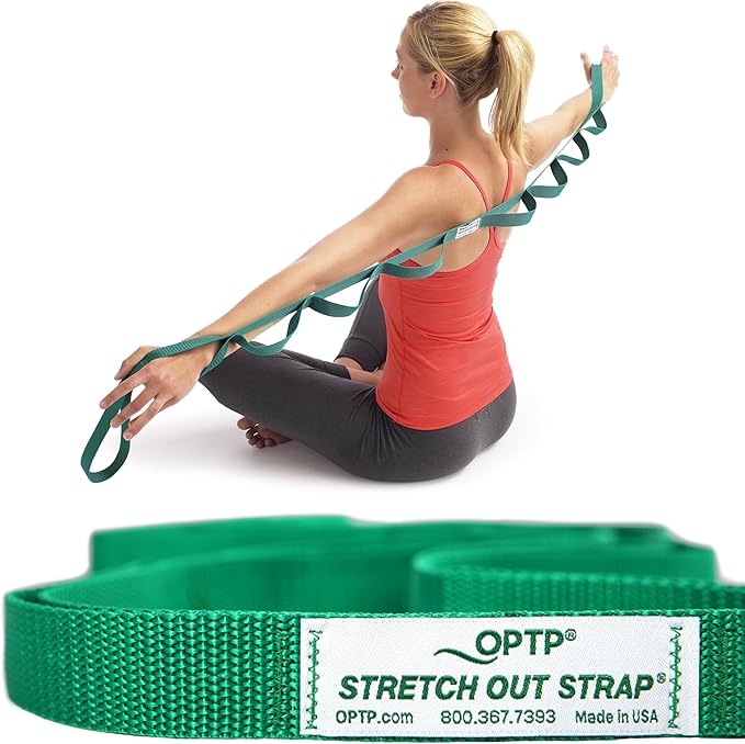 OPTP The Original Stretch Out Strap with Exercise Book, for Flexibility and Mobility Exercises. Stretch Out Straps for Physical Therapy, Yoga Stretching Strap and Knee Therapy Strap. Made in the USA - Bloomnest