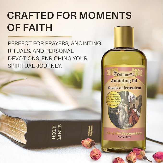 Nana Gifts Testament Anointing Oil, Roses of Jerusalem, Oil of The Peacemakers, Excellent Value Large Bottle Size 8.45 fl.oz | 250 ml - Bloomnest