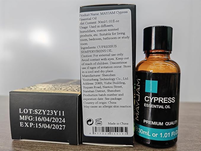 MAYJAM Cypress Essential Oil, 1.01fl.oz Cypress Oil with Glass Dropper, Ideal for Bedroom Living Room Office Use(30ml) - Bloomnest