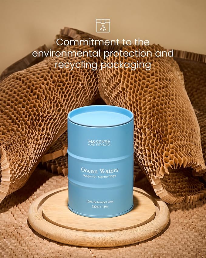 M&SENSE Ocean Waters Scented Candles Summer Soy Candle,Beach Candle for Stress Relief Meditation Relaxing, Housewarming Gifts for Women Men, 11.3oz 70 Hour Long Burning - Bloomnest