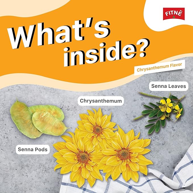 FITNÈ Chrysanthemum Herbal Tea Senna Infusion Smooth Mild Soothing Beverage Natural Gentle Detox Cleanse No Calories Caffeine Free, 60 Tea Bags - Bloomnest