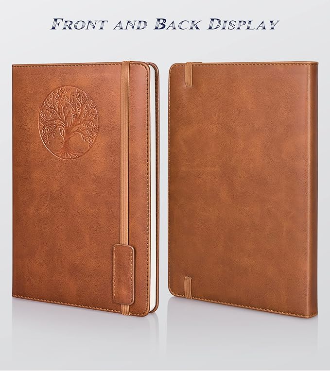 Lined Journal Notebook for Women Men,256 Pages A5 Hardcover Leather Journals for Writing,Travel,Business,Work & School,College Ruled Notebooks for Note Taking,Diary Notepad 5.7"×8.3"(Brown) - Bloomnest