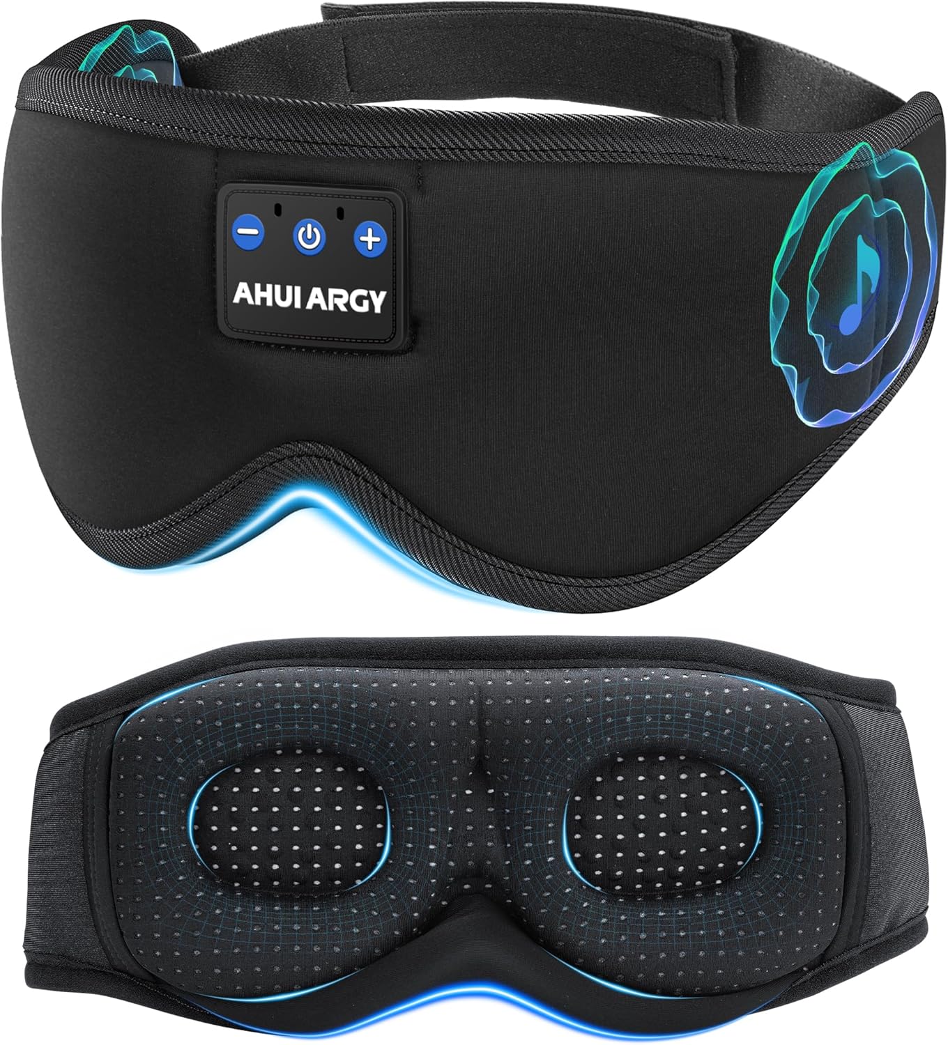 Ice Silk Sleep Mask with Headphones, Sleep Headphones for Side Sleeper with 3D Cups, Bluetooth 5.4 Sleeping Eye Mask, Total Blackout Sleeping Headphones for Women Men(Black)