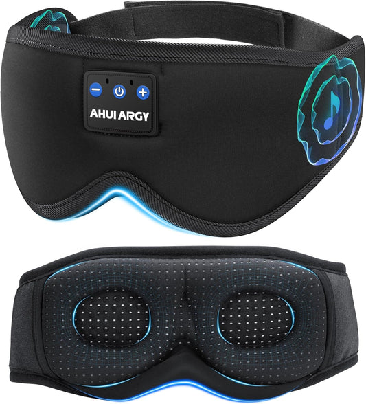 Ice Silk Sleep Mask with Headphones, Sleep Headphones for Side Sleeper with 3D Cups, Bluetooth 5.4 Sleeping Eye Mask, Total Blackout Sleeping Headphones for Women Men(Black)