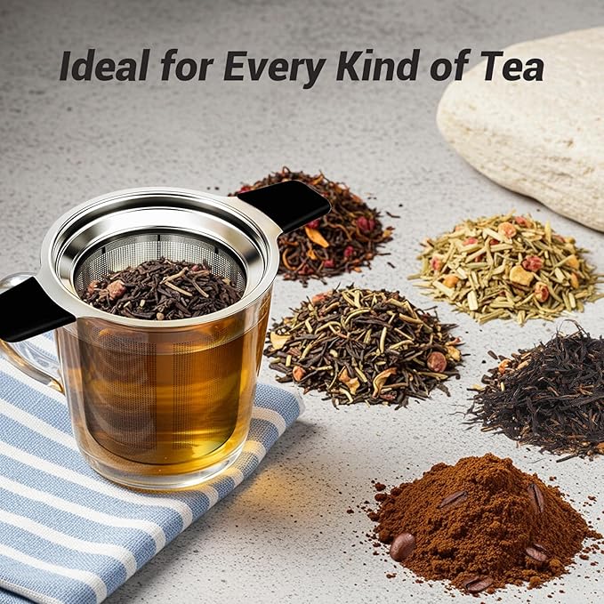 Tifanso Stainless Steel Tea Infuser Steeper Strainer for Loose Leaf Tea, Fine Mesh Reusable Diffusers Ball Bag Filter Holder with Heat Proof Handles for Teapots, Mugs, Cups - Bloomnest