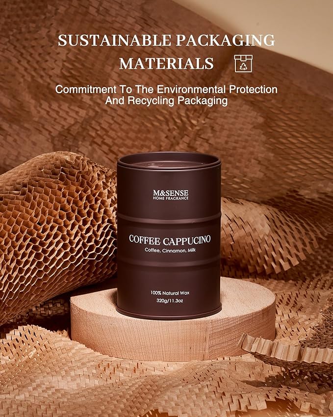 M&SENSE Coffee Cappucina Scented Candles, Soy Natural Wax Candle 11.3oz 70 Hours Long Lasting Burning, Strong Coffee Aroma Candle Unique Housewarming Appreciation Gifts - Bloomnest