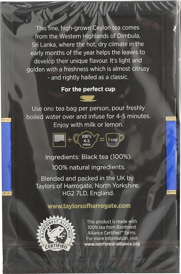 Taylors of Harrogate Pure Ceylon, 50 Teabags (Pack of 2) - Bloomnest
