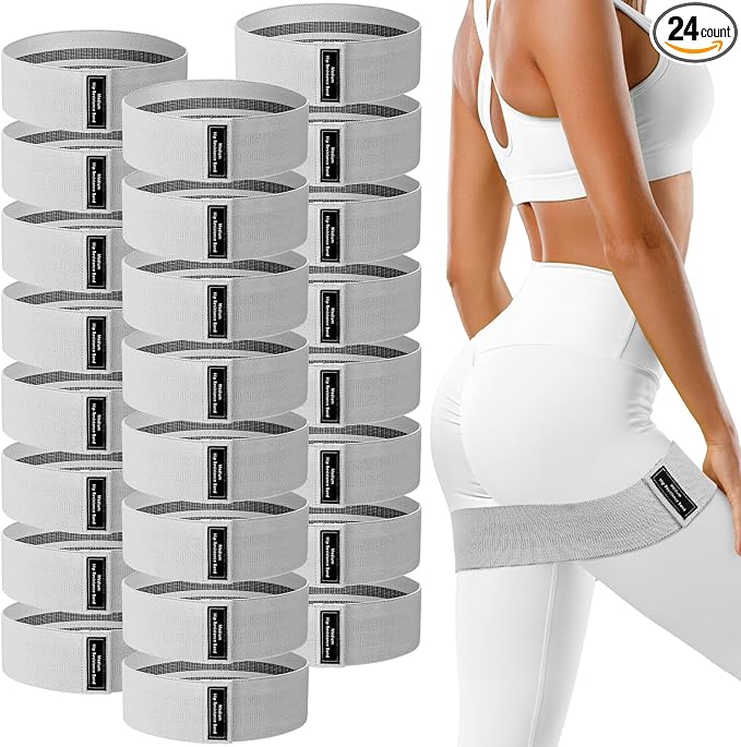 24 Pcs Fabric Resistance Bands for Working Out Strength Exercise Bands for Women Men Resistance Loop for Legs and Butt, Yoga, Pilates, Rehab, Fitness and Home - Bloomnest