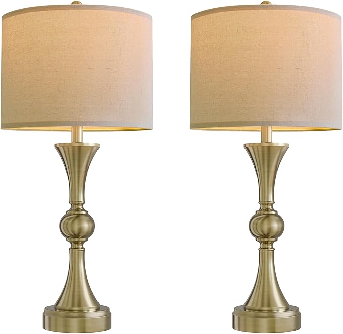 28" Table Lamps for Living Room Set of 2, Bedroom Lamps with USB A+C Ports, Modern Table Lamp,Desk Lamp, Lamps for Night Stands(Antique Bronze,No Bulbs Included) - Bloomnest