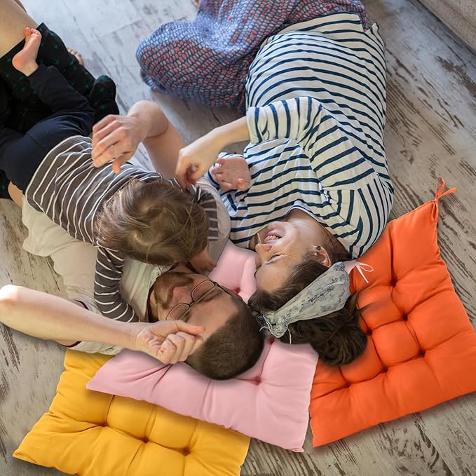 Geetery 12 Pcs Floor Pillows for Classroom Bulk Square Seating Cushions for Floor Chair School Kindergarten Reading Corner, 15.7'' Large Thick Meditation Cushions Yoga Nursery Daycare (Candy Color) - Bloomnest