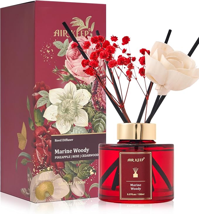 Airkeep Flower Reed Diffusers Set, 5.07 oz Pineapple/Rose/Cedarwood Scented Oil Diffuser with 8 Reed Sticks, Home Fragrance Diffuser Gift Set for Bathroom & Office Decor 150ml - Bloomnest