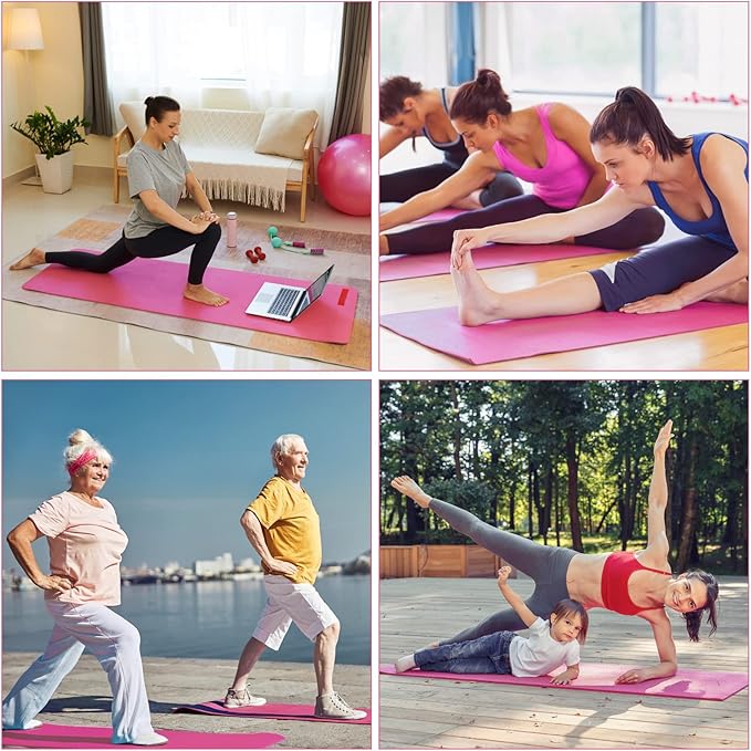 Funtery 16 Pack 3 mm Thick Yoga Mat Exercise Workout Mat Non Slip Fitness Pad for Women Gym Home Yoga Pilates - Bloomnest