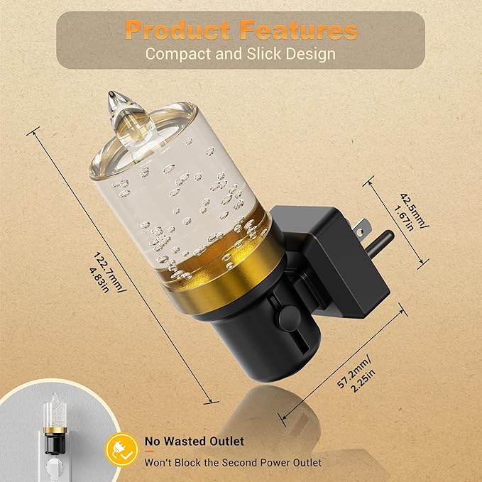 JandCase LED Night Light, Candle Night Lights Plug into Wall Amber, Auto On/Off Light Sensor Nightlight, 0-100LM Brightness Dimmbale Nightlight, for Bathroom Hallway Bedroom Kids Room - Bloomnest