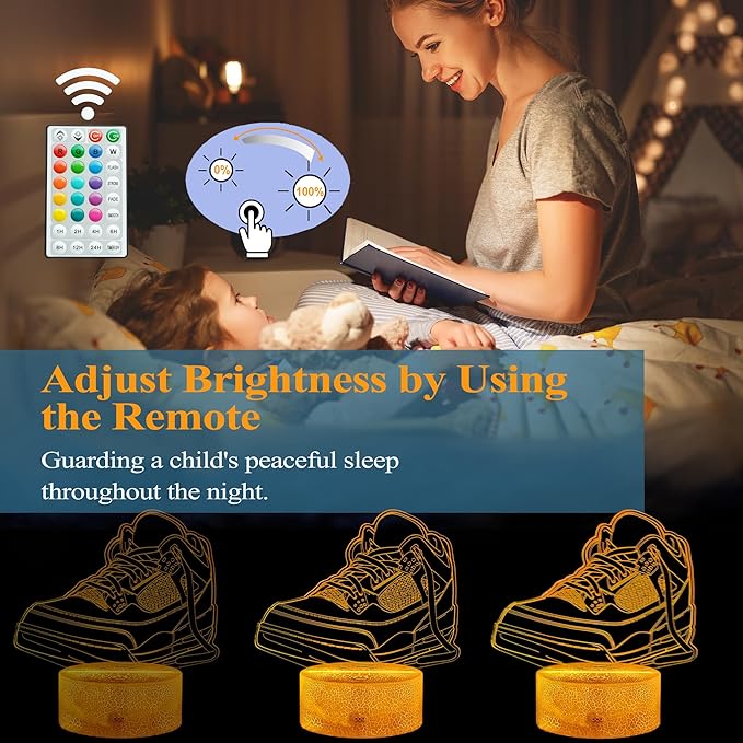 Sneaker Gifts, Sport Shoes, Sneaker Gifts, 3D Illusion Night Light Lamp, 16 Colors Changing, Timer, 4 Flash Modes and Dimmable, Kids Room Decoration, Xmas Gifts - Bloomnest