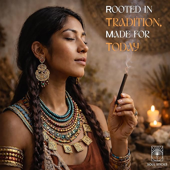 Soul Sticks Aztec Cinnamon Resin Incense Sticks, 90 Hrs Burn Time – 100% Natural, Hand-Rolled & Slow-Burning 6 Pcs| Artisan Blend for Yoga, Meditation, Relaxation, Aromatherapy (Copal)