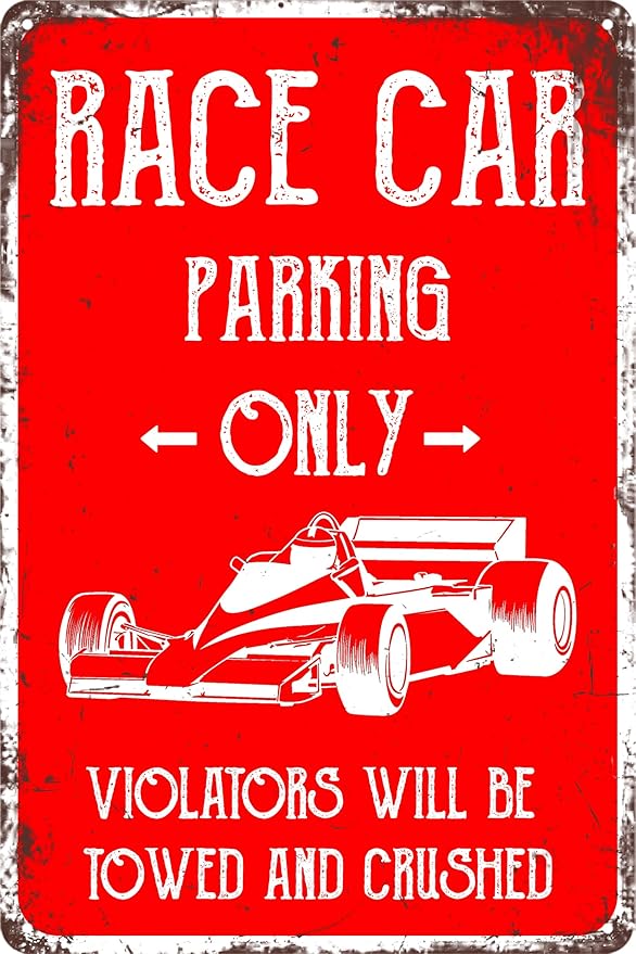 Race Car Room Decor for Boys, Cars Bedroom Wall Decor for Men Race Car Parking Only Sign for Garage Vintage Auto Metal Tin Sign Racing Road Signs Wall Art Decor 8x12 Inch - Bloomnest