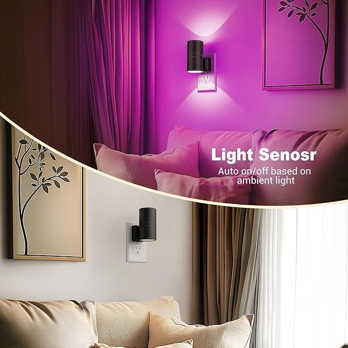 JandCase Color Night Light, LED Night Lights Plug into Wall, Color Changing Nightlight RGB with Light Sensor,Kids Gifts, Halloween, Christmas, Holiday, Hallway Bedroom Kids Room, 2 Pack - Bloomnest