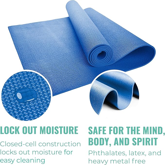 10 Pack Economy Yoga Mat, 68" x 24" Non Slip Exercise Mat, 3mm Thick Gym Mat, Bulk Non Toxic Yoga Mats for Home Workout and Studios - Bloomnest