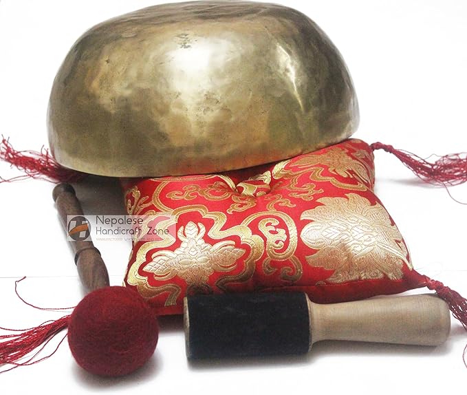 Tibetan Plain Singing Bowl - Meditation Bowl-Handmade Bowl Set by Nepalese Handicraft Zone (12") NepaleseHandicraftZone