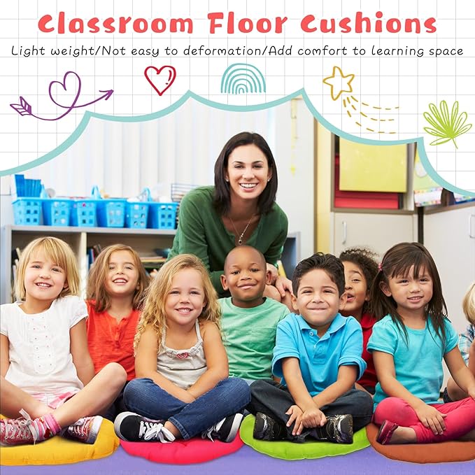 Tinideya 24 Pcs Round Floor Cushions Floor Pillows Meditation Seat Pillows Flexible Seating for Adults Kids, Chair Cushions for Classroom, Nursery, Living Room, Yoga(Medium 15.7 Inch,Colorful) - Bloomnest