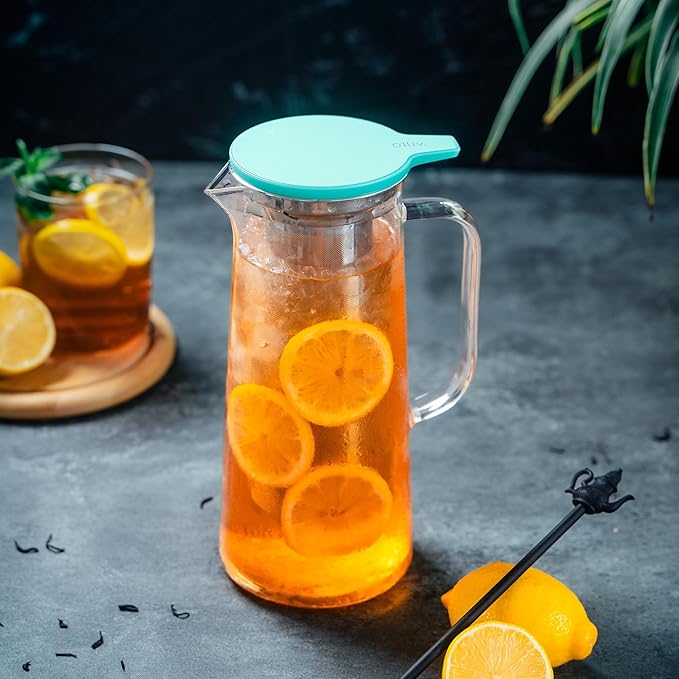 1.5L Fruit Infuser Water Pitcher-In Tea Infuser & Stainless Steel Candle Warmer Base - 500ml, Premium Gift Set for Tea Lovers, Perfect for Brewing and Keeping Tea Warm (1500ml) - Bloomnest