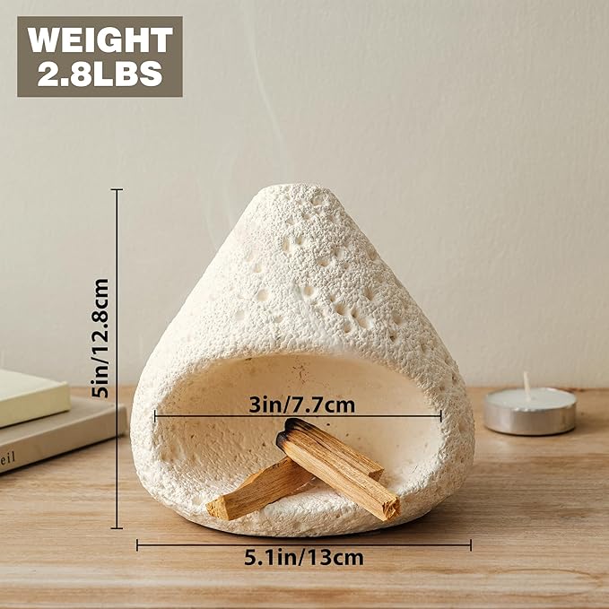 Palo Santo Holder, Modern Incense Burner for Sage, Palo Santo Sticks and Cones Burning, Mini Fireplace Chimney Smudge Bowl for Yoga, Meditation and Energy Cleansing Aromatic Home Decor Bloomnest
