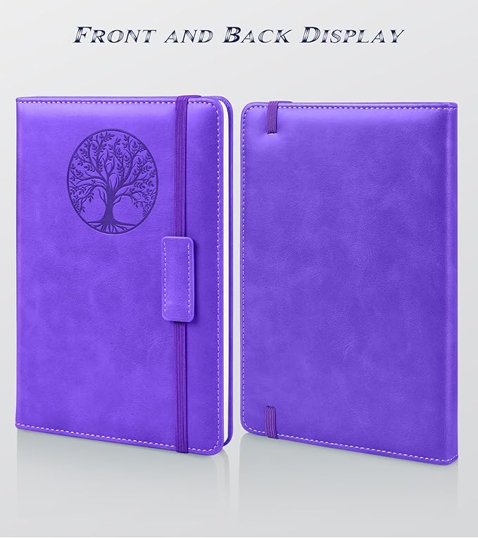 Lined Journal Notebook for Women Men,256 Pages A5 Hardcover Leather Journals for Writing,Travel,Business,Work & School,College Ruled Notebooks for Note Taking,Diary Notepad 5.7"×8.3" purple - Bloomnest
